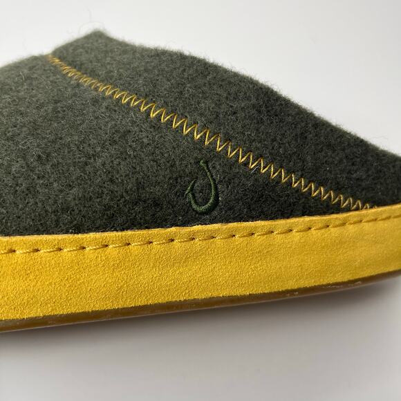 Olukai Hamani Hulu Wool Mules Men's 10 in Olive/Mustard Sheepskin Shearling NEW - Picture 8 of 13